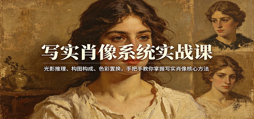 写实肖像系统实战课：光影推理、构图构成、色彩置换，手把手教你掌握写实肖像核心方法-chywc