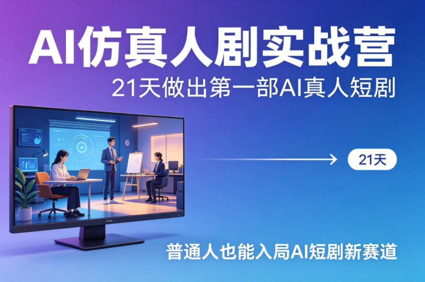 AI仿真人剧实战营，21天做出第一部AI真人短剧，普通人也能入局AI短剧新赛道-chywc