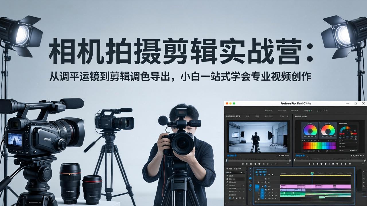 相机拍摄剪辑实战营：从调平运镜到剪辑调色导出，小白一站式学会专业视频创作-chywc