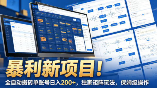 暴利新项目！全自动搬砖单账号日入200+，独家矩阵玩法，保姆级操作【揭秘】-chywc