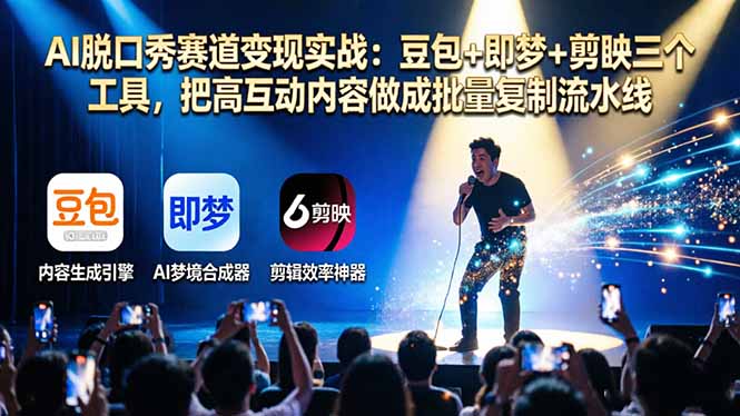 AI脱口秀赛道变现实战：豆包+即梦+剪映三个工具，把高互动内容做成批量复制流水线-chywc