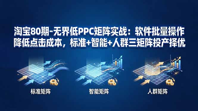 淘宝80期-无界低PPC矩阵实战：软件批量操作降低点击成本，标准+智能+人群三矩阵投产择优-chywc