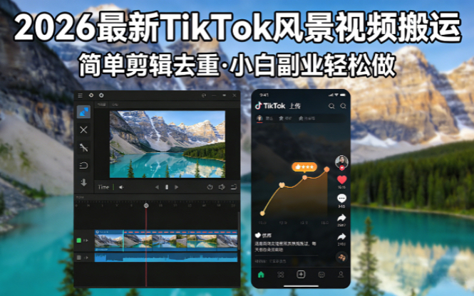 2026最新TikTok风景视频搬运简单剪辑去重小白副业月入 8000-chywc