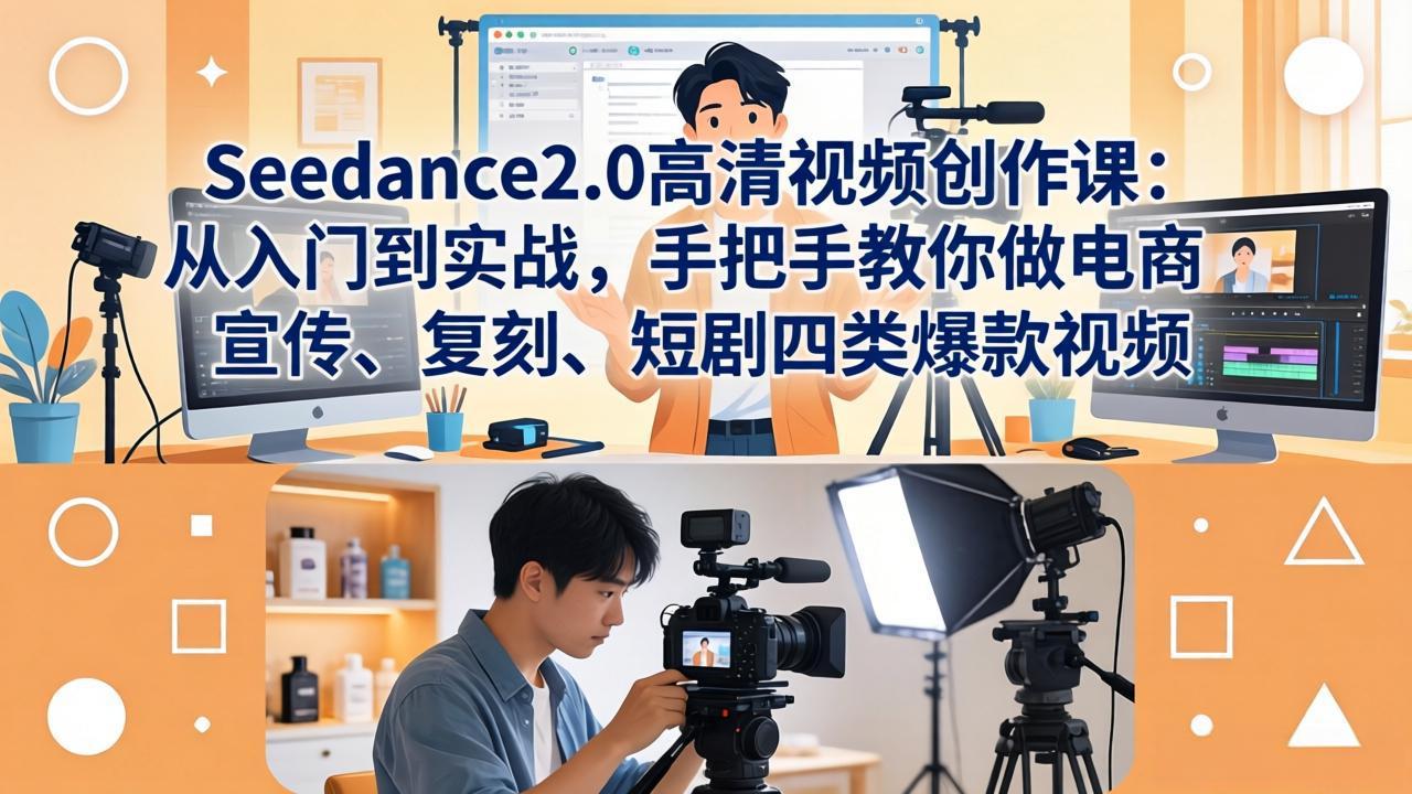 Seedance2.0高清视频创作课：从入门到实战，手把手教你做电商、宣传、复刻、短剧四类爆款视频-chywc