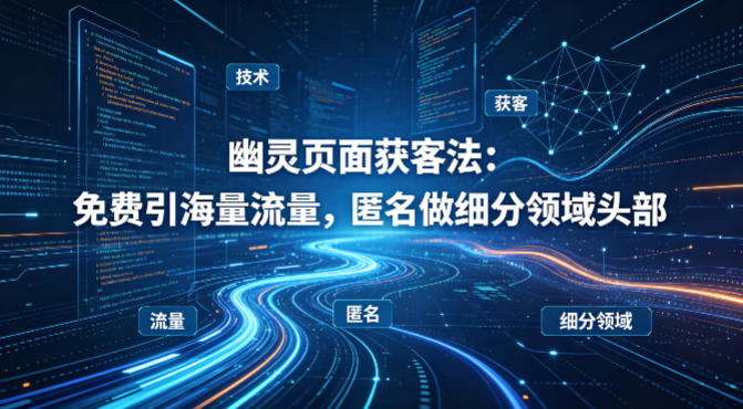 用懂技术！幽灵页面获客法：免费引海量流量，匿名做细分领域头部-chywc