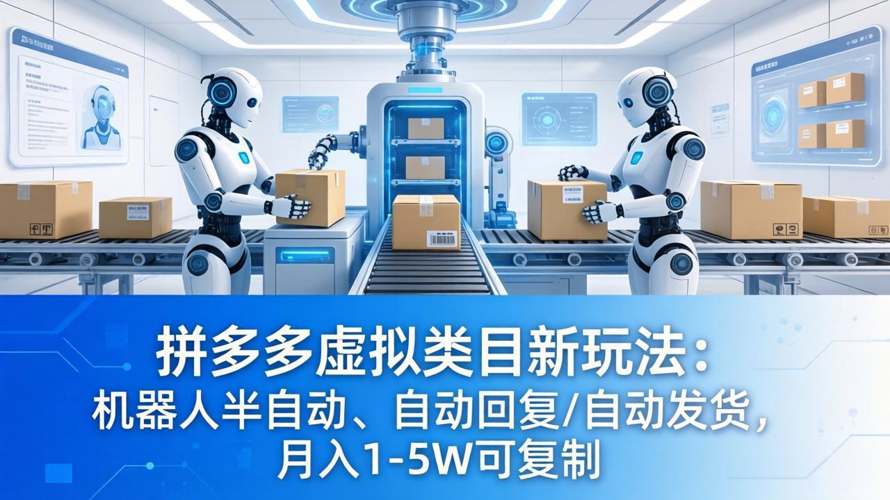 拼多多虚拟类目新玩法：机器人半自动、自动回复 /自动发货，月入 1-5W 可复制-chywc
