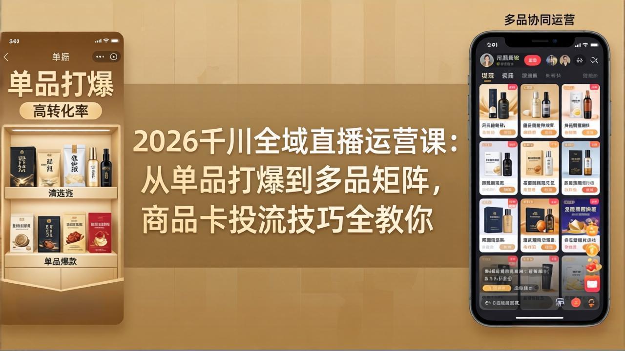2026千川全域直播运营课：从单品打爆到多品矩阵，商品卡投流技巧全教你-chywc