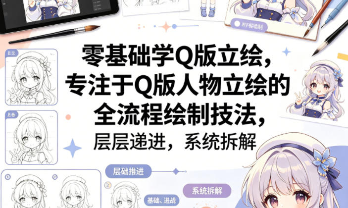零基础学Q版立绘，专注于Q版人物立绘的全流程绘制技法，层层递进，系统拆解-chywc