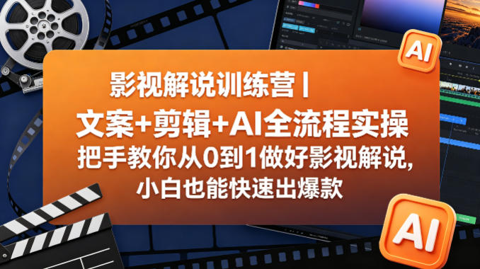 影视解说训练营｜文案+剪辑+AI全流程实操，把手教你从0到1做好影视解说，小白也能快速出爆款-chywc