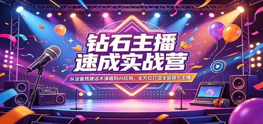 钻石主播速成实战营：从设备搭建话术演唱到AI应用，全方位打造全能娱乐主播-chywc
