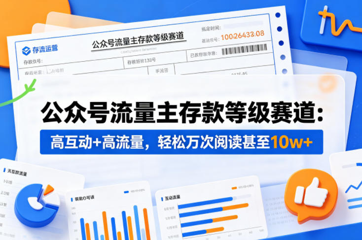 公众号流量主之存款等级赛道，高互动+高流量，轻松达到万次阅读，甚至10w+-chywc