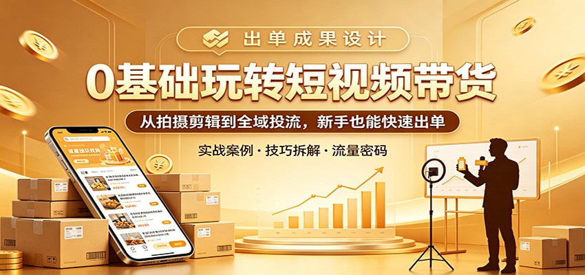 0基础玩转短视频带货：从拍摄剪辑到全域投流，新手也能快速出单-chywc