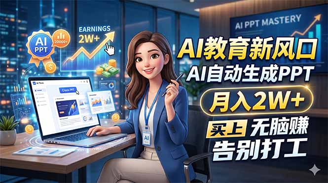 AI教育新风口，AI自动生成PPT，月入2W+，无脑赚，告别打工-chywc