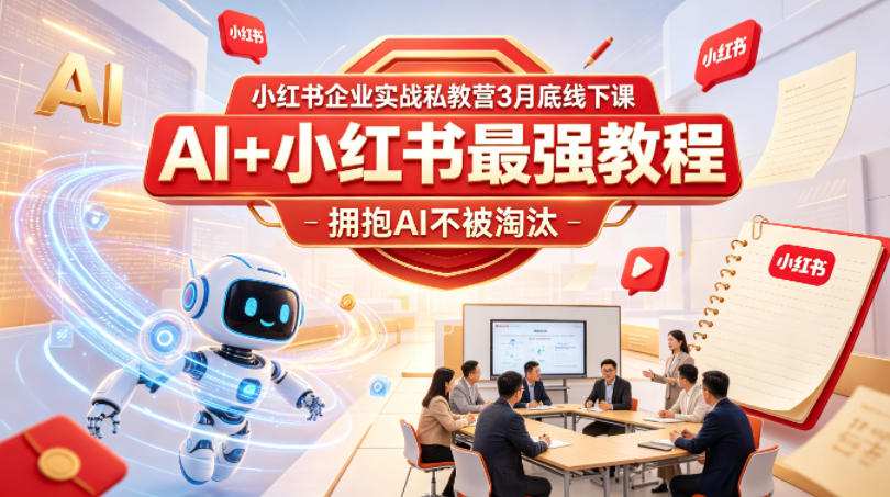 小红书企业实战私教营3月底线下课，AI+小红书最强教程，拥抱AI不被淘汰-chywc