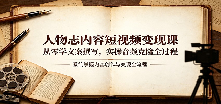 人物志内容短视频变现课：从零学文案撰写，实操音频克隆全过程-chywc