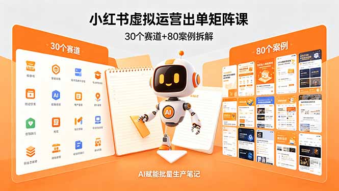 小红书虚拟运营出单矩阵课：30个赛道+80案例拆解，AI赋能批量生产笔记-chywc