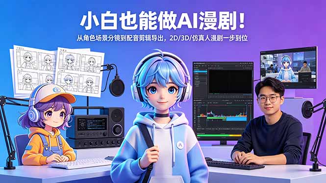 小白也能做AI漫剧！从角色场景分镜到配音剪辑导出，2D/3D/仿真人漫剧一步到位-chywc