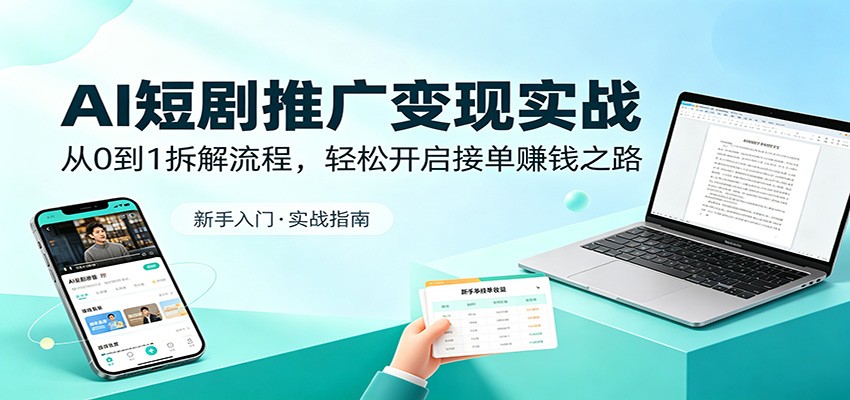 AI短剧推广变现实战：从0到1拆解流程，轻松开启接单赚钱之路-chywc