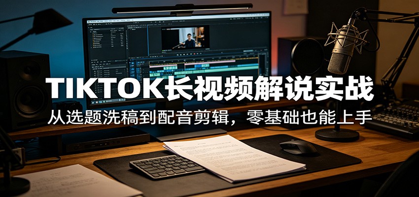 TIKTOK长视频解说实战：从选题洗稿到配音剪辑，零基础也能上手-chywc