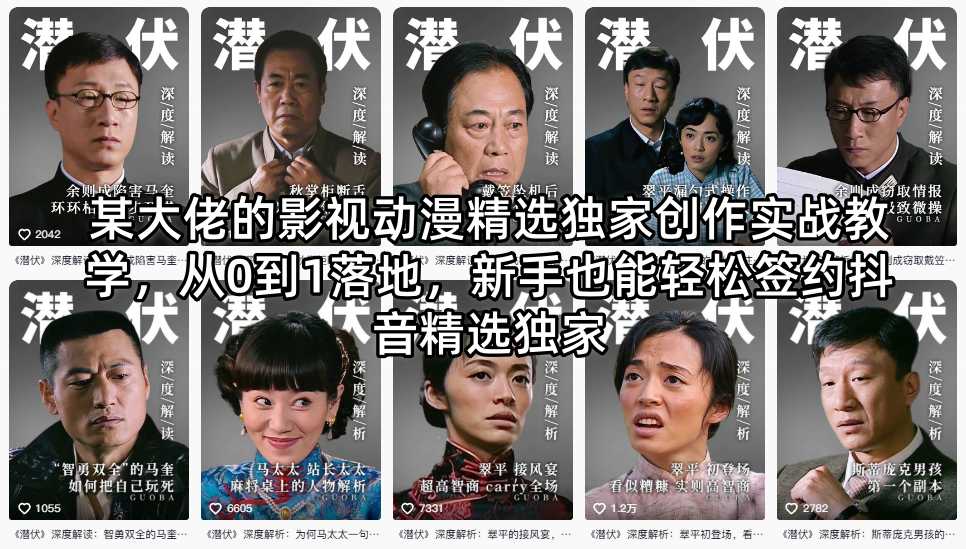 某大佬的影视动漫精选独家创作实战教学，从0到1落地，新手也能轻松签约抖音精选独家-chywc