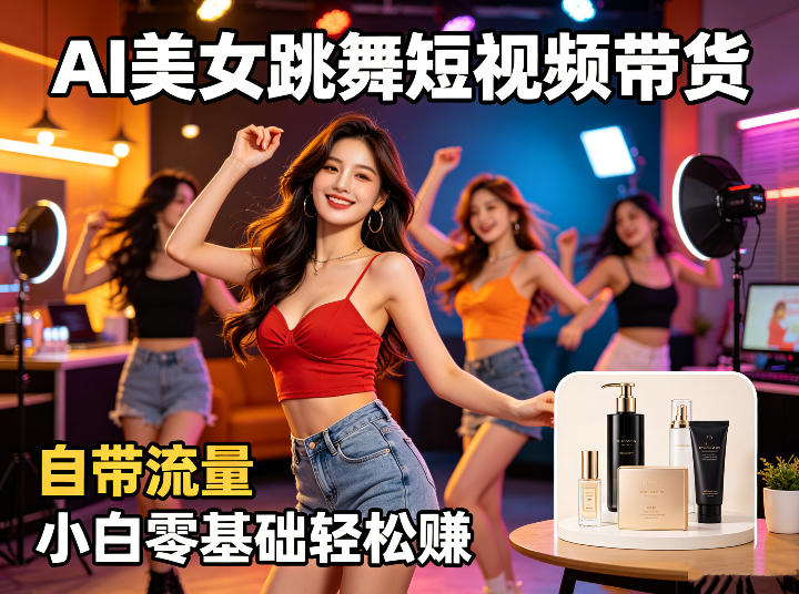 AI美女跳舞短视频带货：自带流量，小白零基础轻松賺，详细拆解-chywc