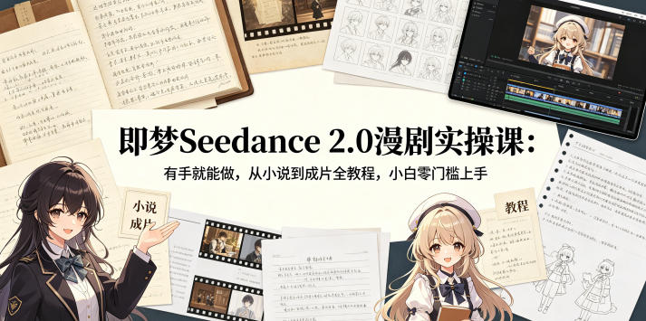 即梦Seedance 2.0漫剧实操课：有手就能做，从小说到成片全教程，小白零门槛上手-chywc