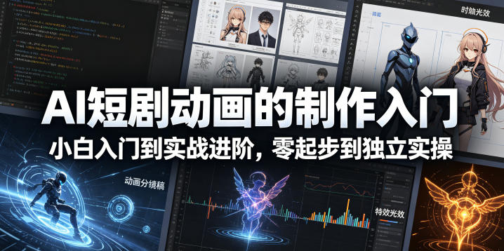 AI短剧动画的制作入门，小白入门到实战进阶，零起步到独立实操-chywc