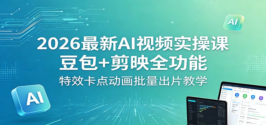 2026最新AI视频实操课：豆包+剪映全功能，特效卡点动画批量出片教学-chywc