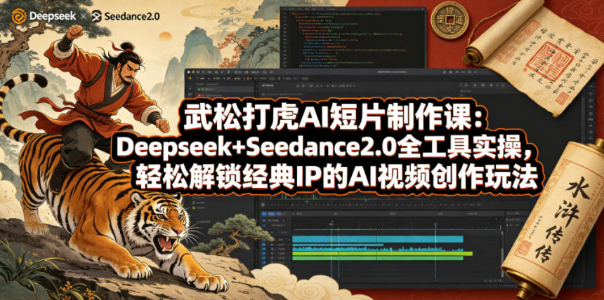 武松打虎AI短片制作课：Deepseek+Seedance2.0全工具实操，轻松解锁经典IP的AI视频创作玩法-chywc