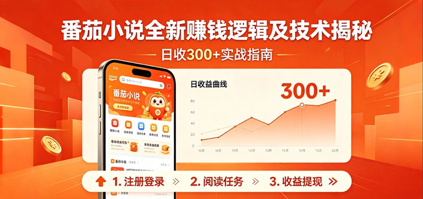 番茄小说全新赚钱逻辑及技术日收300+，小白新书皆可做！无脑赚就行了！-chywc