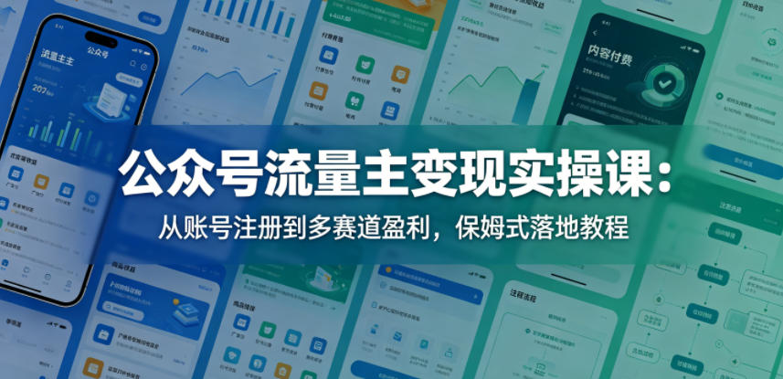 公众号流量主变现实操课：从账号注册到多赛道盈利，保姆式落地教程-chywc