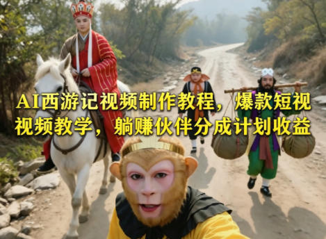 AI西游记视频制作教程，爆款短视频教学，躺賺伙伴分成计划收益-chywc