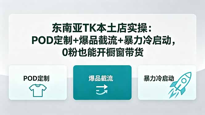 东南亚TK本土店实操：POD定制+爆品截流+暴力冷启动，0粉也能开橱窗带货-chywc