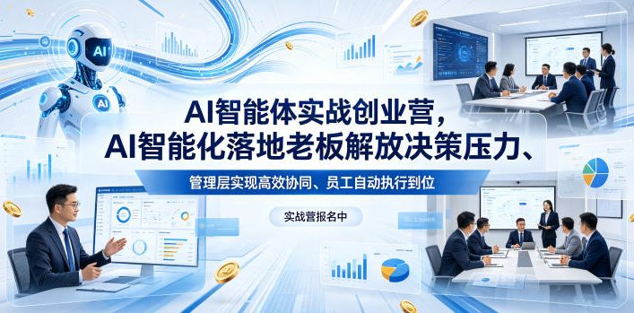 AI智能体实战创业营26年4月23-25号线下课，AI智能化落地老板解放决策压力、管理层实现高效协同、员工自动执行到位-chywc