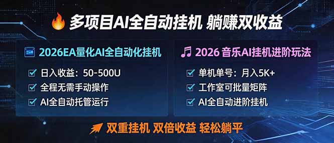 多项目AI自动挂机玩法：双重挂机，双倍收益，轻松躺平-chywc
