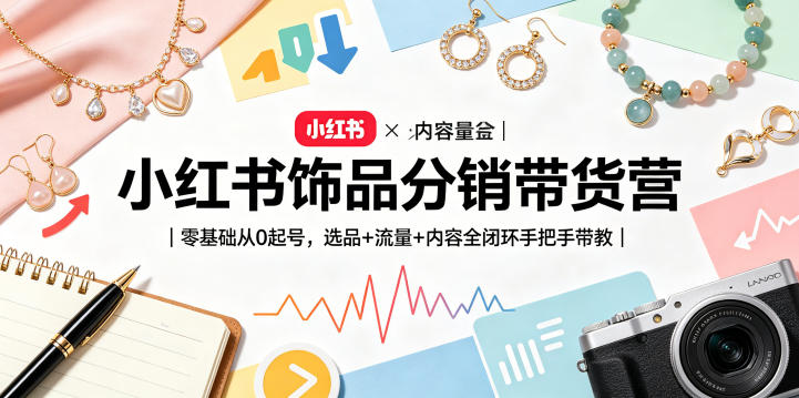 小红书饰品分销带货营｜零基础从0起号，选品+流量+内容全闭环手把手带教-chywc