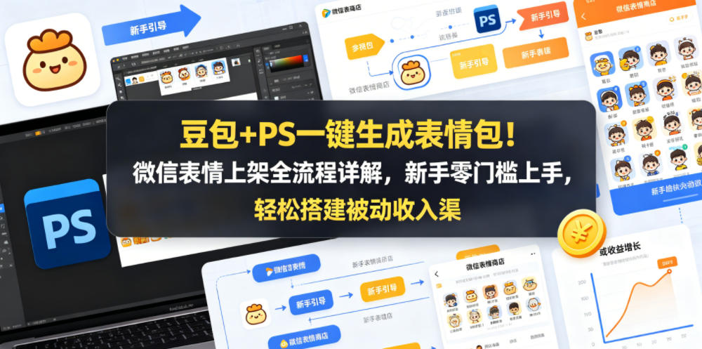 豆包+PS一键生成表情包！微信表情上架全流程详解，新手零门槛上手，轻松搭建被动收入渠道-chywc