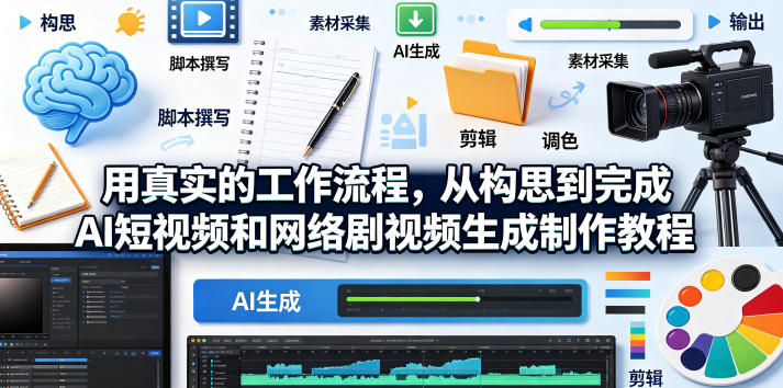 用真实的工作流程，从构思到完成AI短视频和网络剧视频生成制作教程-中英字幕-chywc