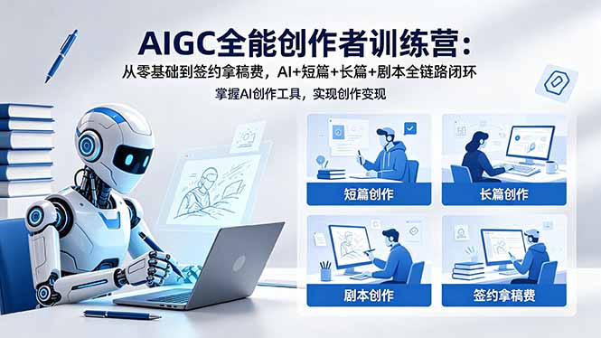 AIGC全能创作者训练营：从零基础到签约拿稿费，AI+短篇+长篇+剧本全链路闭环-chywc