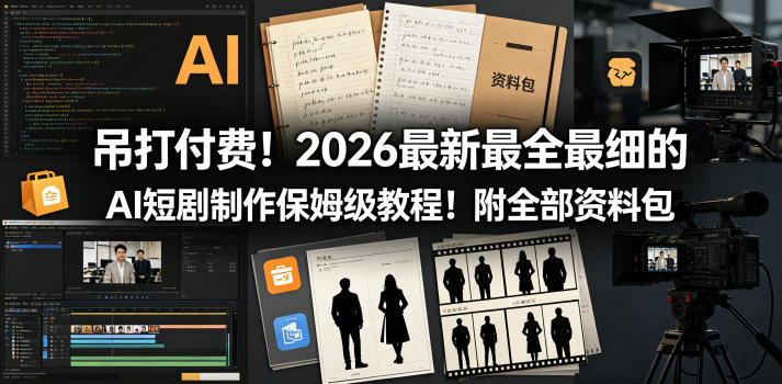 吊打付费！2026最新最全最细的AI短剧制作保姆级教程！附全部资料包-chywc