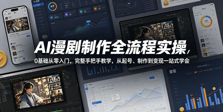 AI漫剧制作全流程实操，0基础从零入门，完整手把手教学，从起号、制作到变现一站式学会-chywc