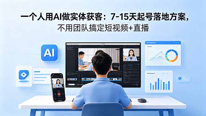 一个人用AI做实体获客：7-15天起号落地方案，不用团队搞定短视频+直播-chywc