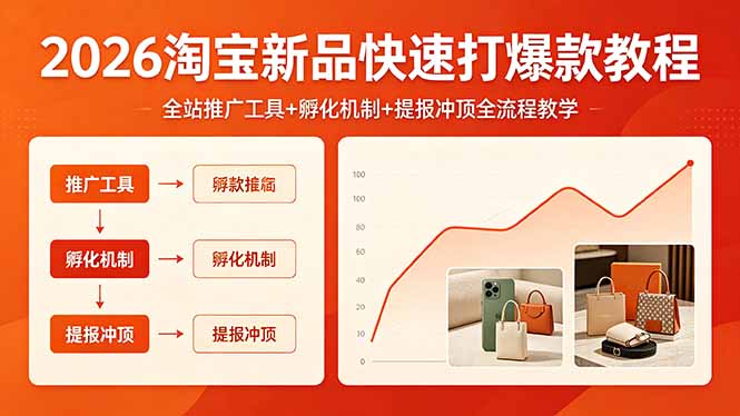 2026淘宝新品快速打爆款教程，全站推广工具+孵化机制+提报冲顶全流程教学-chywc