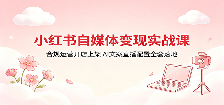 小红书自媒体变现实战课：合规运营开店上架，AI文案直播配置全套落地-chywc
