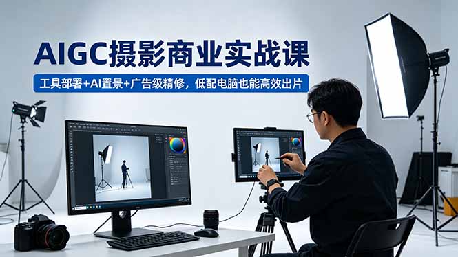 AIGC 摄影商业实战课，工具部署+AI置景+广告级精修，低配电脑也能高效出片-chywc