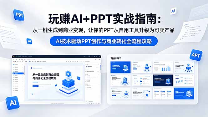 玩赚AI+PPT实战指南-更新5月13：从一键生成到商业变现，让你的PPT从自用工具升级为可卖产品-chywc