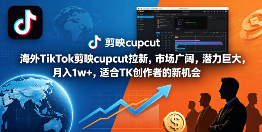 海外TikTok剪映cupcut拉新，市场广阔，潜力巨大，月入1w+，适合TK创作者的新机会-chywc