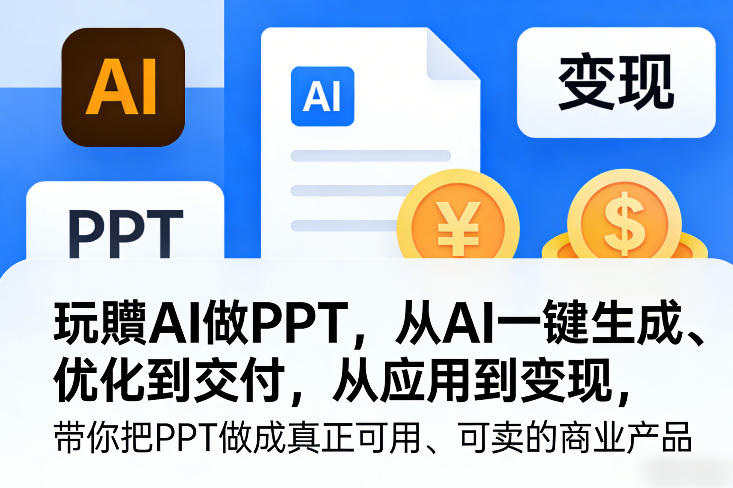 玩賺AI做PPT，从AI一键生成、优化到交付，从应用到变现，带你把PPT做成真正可用、可卖的商业产品(更新0513)-chywc