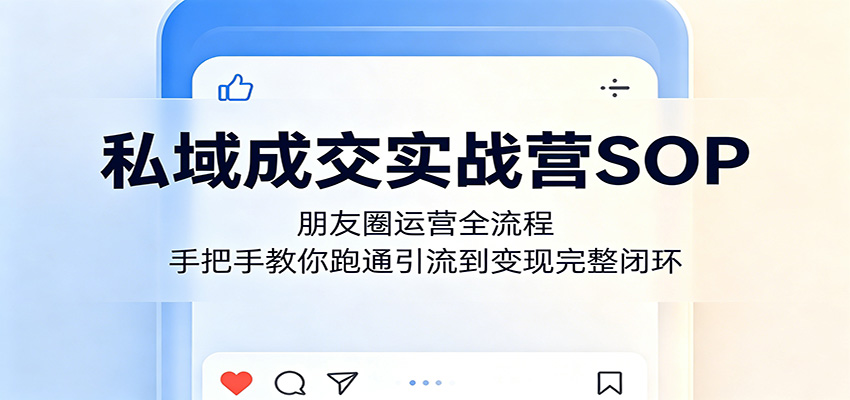 私域成交实战营SOP：朋友圈运营全流程，手把手教你跑通引流到变现完整闭环-chywc