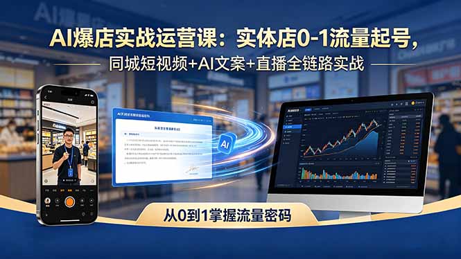AI爆店实战运营课：实体店0-1流量起号，同城短视频+AI文案+直播全链路实战-chywc